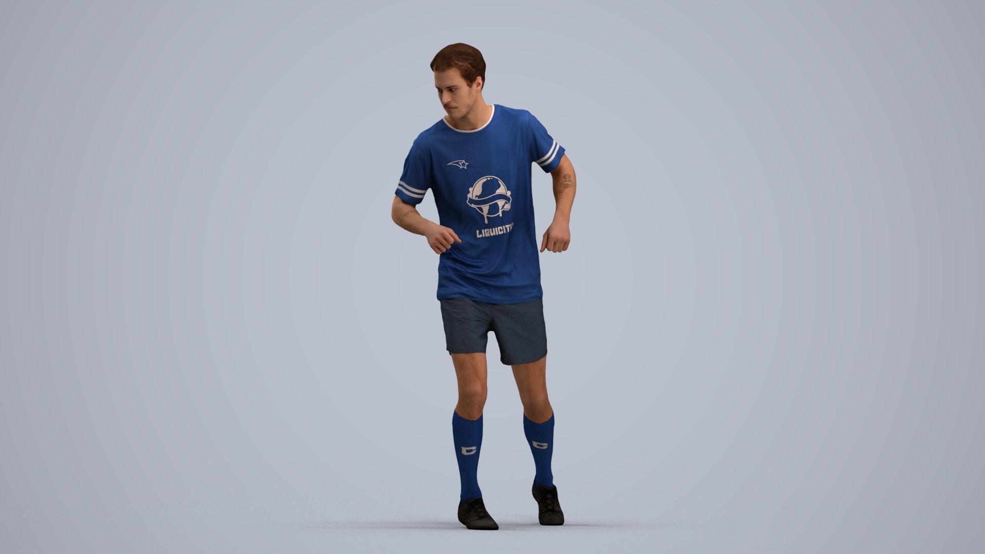 realistic 3D man sport, scanned archviz people for Blender and 3ds Max, standing pose render