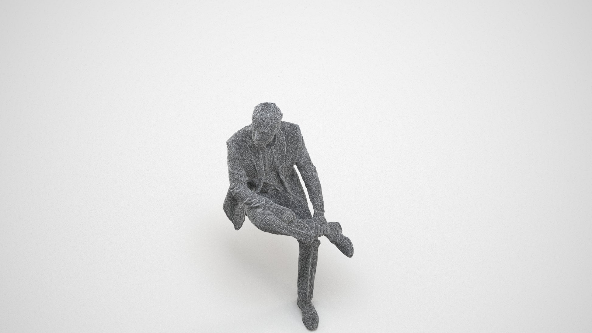photogrammetry 3D man business, realistic human model archviz FBX, wireframe three-quarter view