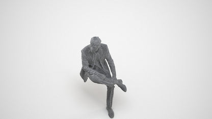 photogrammetry 3D man business, realistic human model archviz FBX, wireframe three-quarter view