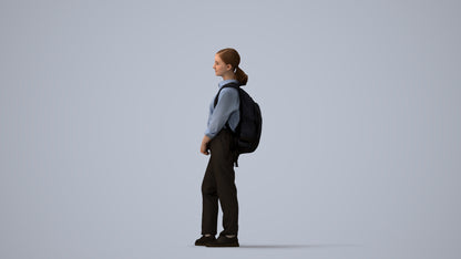 scanned 3D girl kids, photogrammetry people for Enscape and V-Ray, three-quarter view render