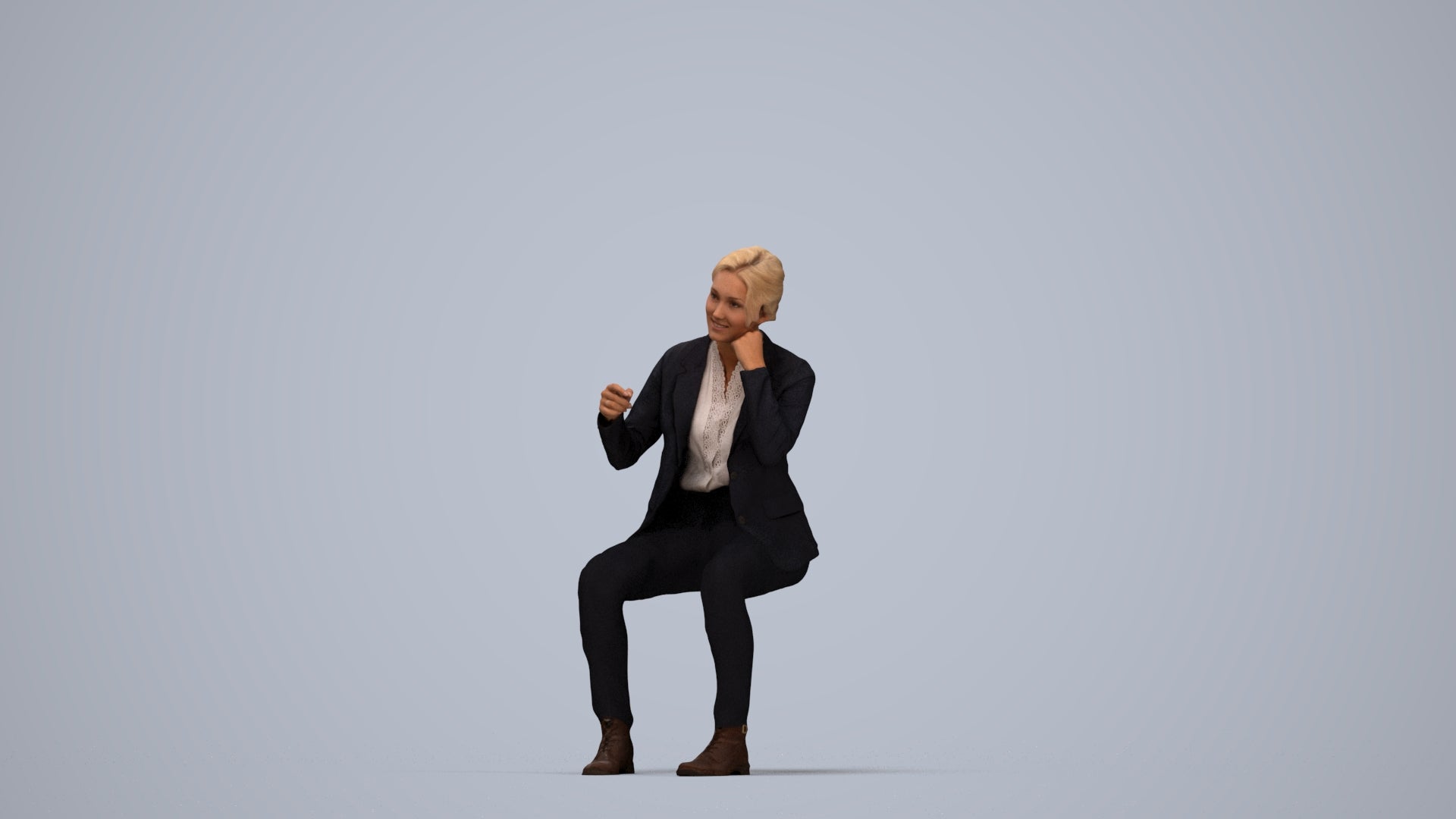 3D scanned woman business, photorealistic archviz people for Enscape and SketchUp, top-down view render