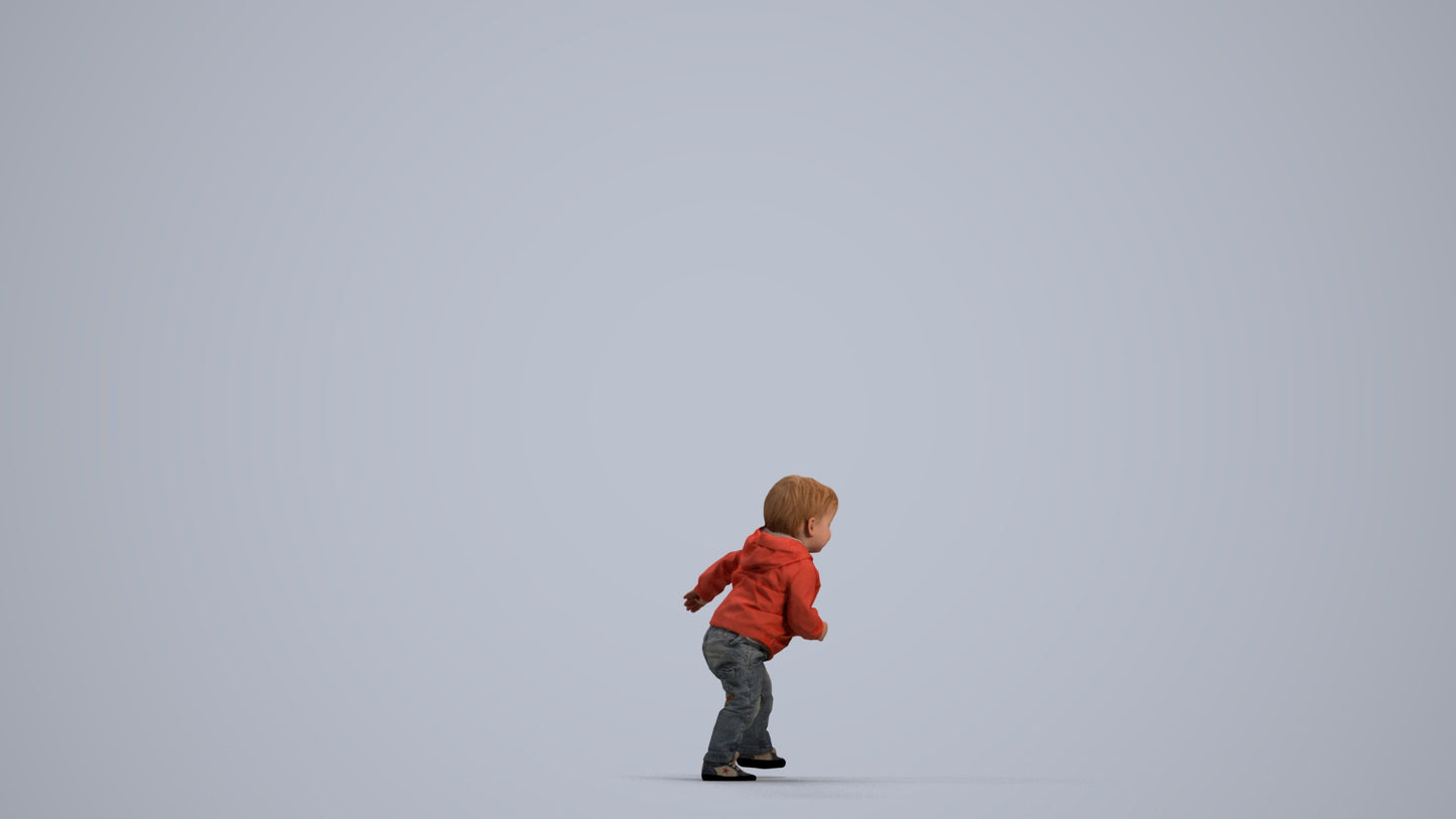 realistic 3D human boy casual kids, archviz people FBX OBJ for Blender, front view render
