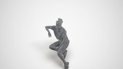 3D scanned woman sitting casual, photorealistic archviz people for Enscape and SketchUp, wireframe three-quarter view