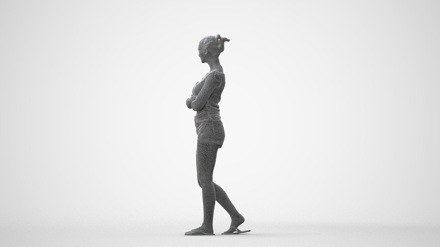3D scanned girl walking casual, photorealistic archviz people for Enscape and SketchUp, square thumbnail