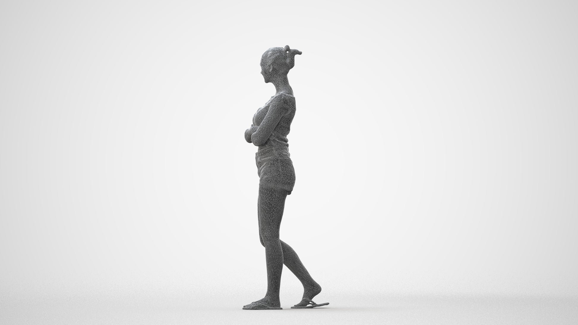 3D scanned girl walking casual, photorealistic archviz people for Enscape and SketchUp, square thumbnail