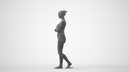 3D scanned girl walking casual, photorealistic archviz people for Enscape and SketchUp, square thumbnail