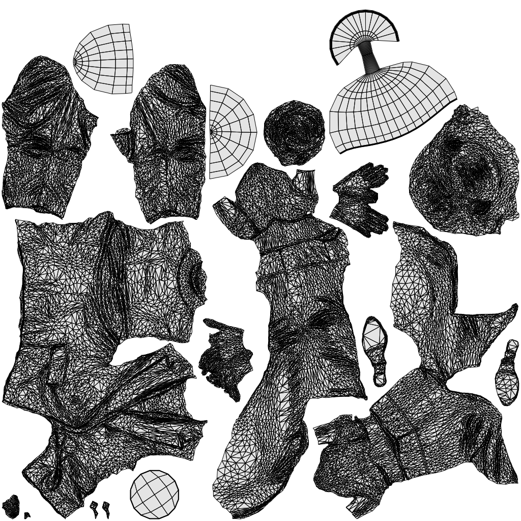 scanned 3D woman business, photogrammetry people for Enscape and V-Ray, wireframe top-down view