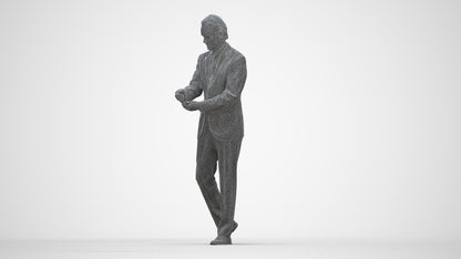 photogrammetry 3D man business, realistic human model archviz FBX, wireframe back view