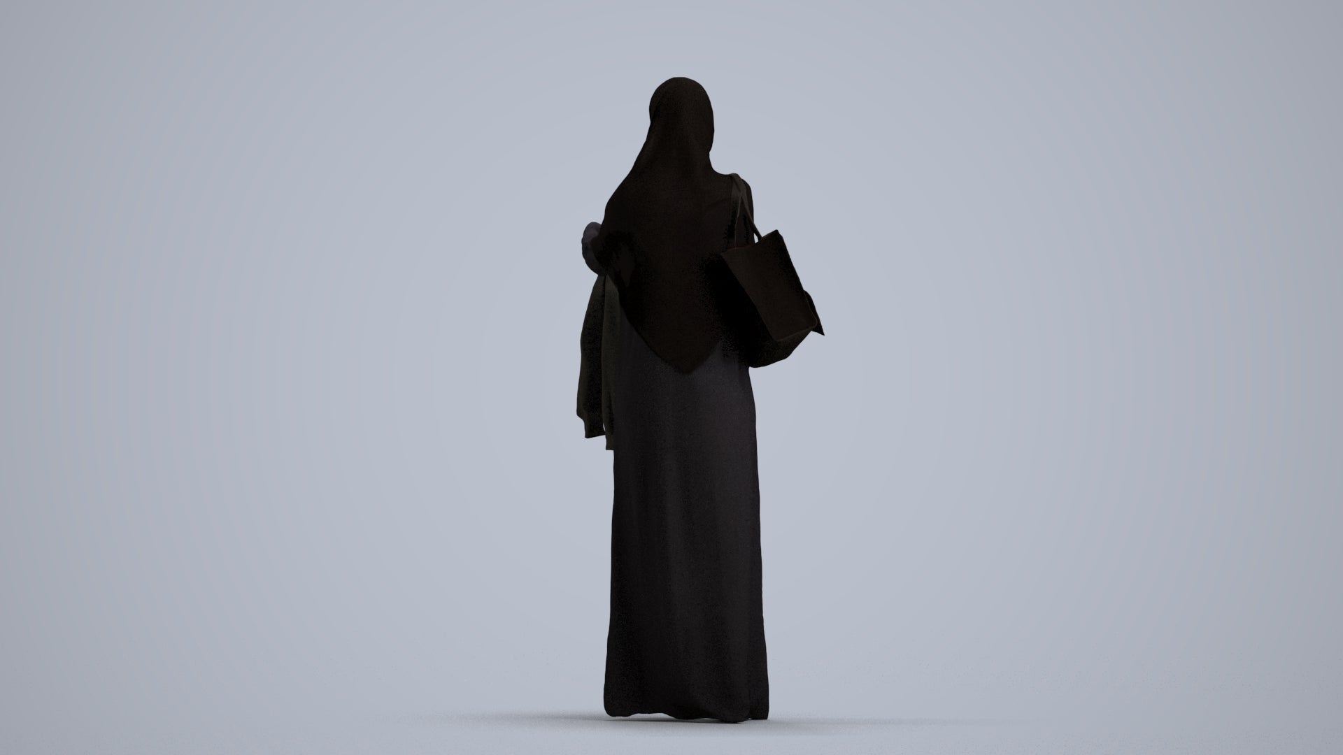 scanned 3D woman shopping, photogrammetry people for Enscape and V-Ray, front view render