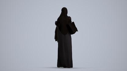 scanned 3D woman shopping, photogrammetry people for Enscape and V-Ray, front view render