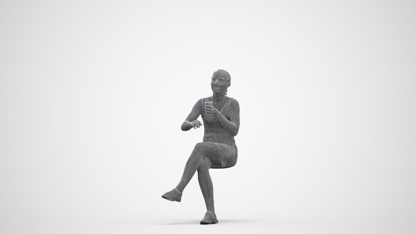 3D people model girl casual kids, scanned human for 3ds Max rendering, three-quarter front view render