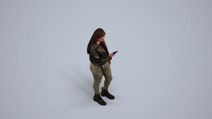 realistic 3D human woman casual shopping, archviz people FBX OBJ for Blender, back view render
