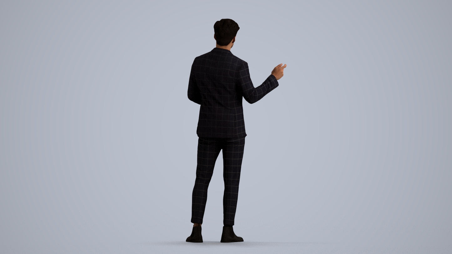 3D scanned man business, photorealistic archviz people for Enscape and SketchUp, front view render