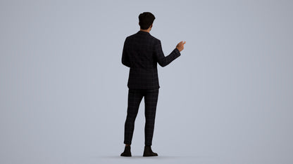 3D scanned man business, photorealistic archviz people for Enscape and SketchUp, front view render