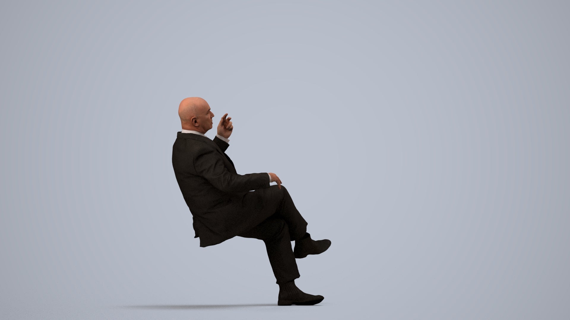 realistic 3D people senior man business, render-ready for V-Ray and Corona, FBX OBJ, side view render