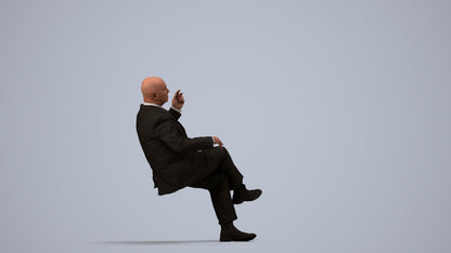 realistic 3D people senior man business, render-ready for V-Ray and Corona, FBX OBJ, side view render