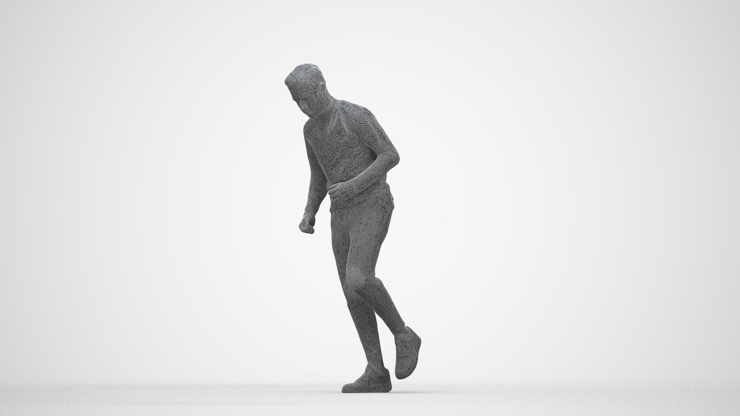 3D scanned boy sport casual, photorealistic archviz people for Enscape and SketchUp, wireframe back view