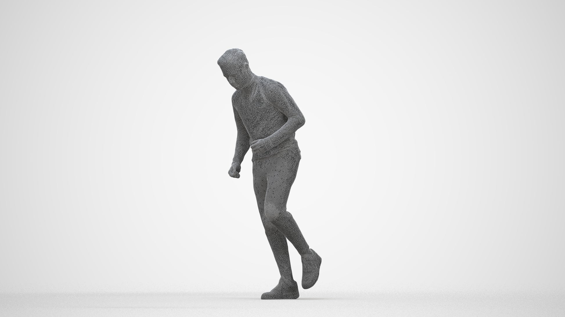 3D scanned boy sport casual, photorealistic archviz people for Enscape and SketchUp, wireframe back view