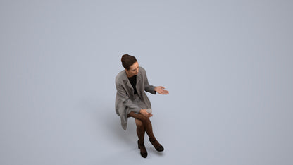 realistic 3D woman business sitting, scanned archviz people for Blender and 3ds Max, back view render