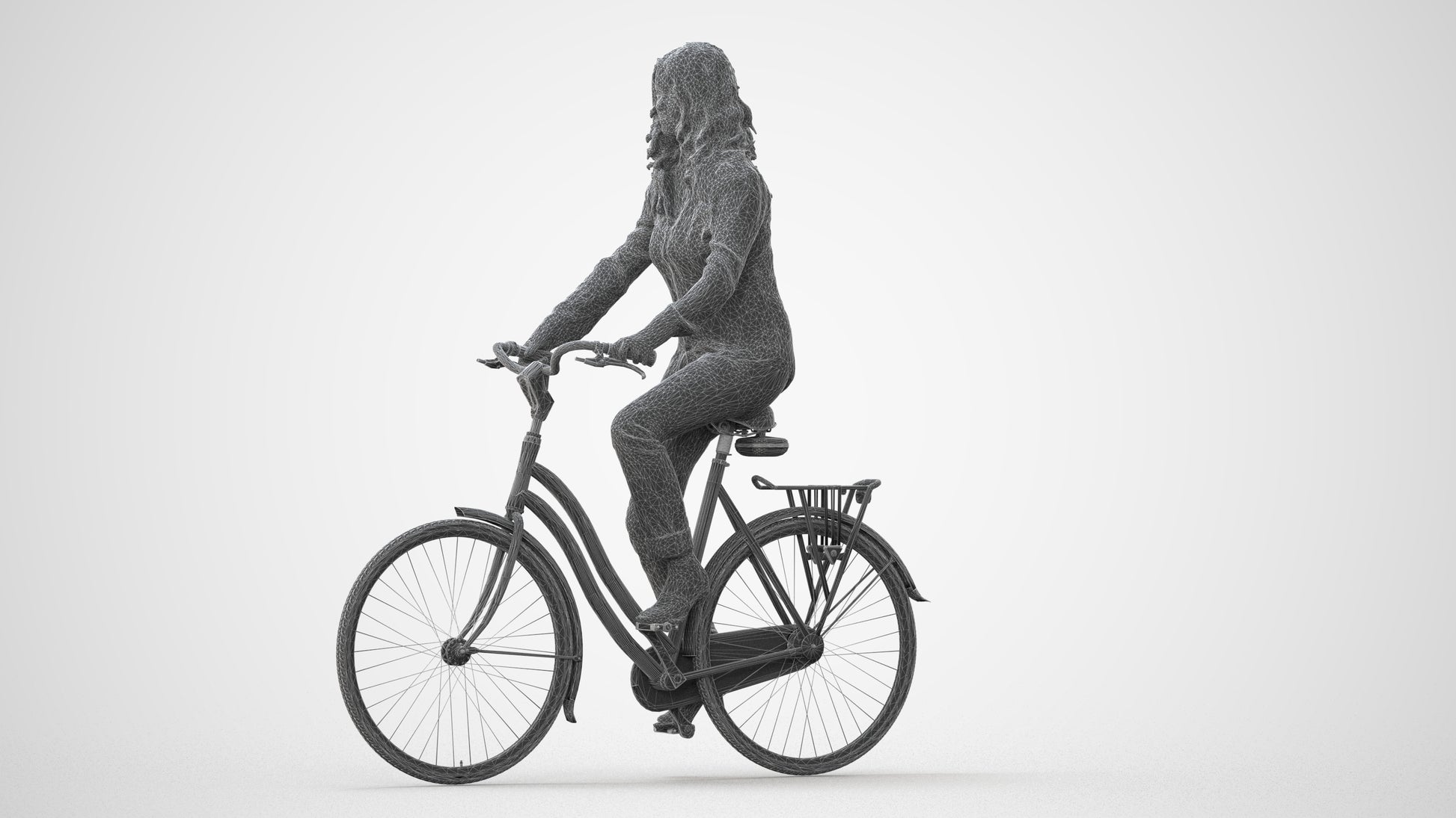 3D scanned woman cycling casual, photorealistic archviz people for Enscape and SketchUp, square thumbnail
