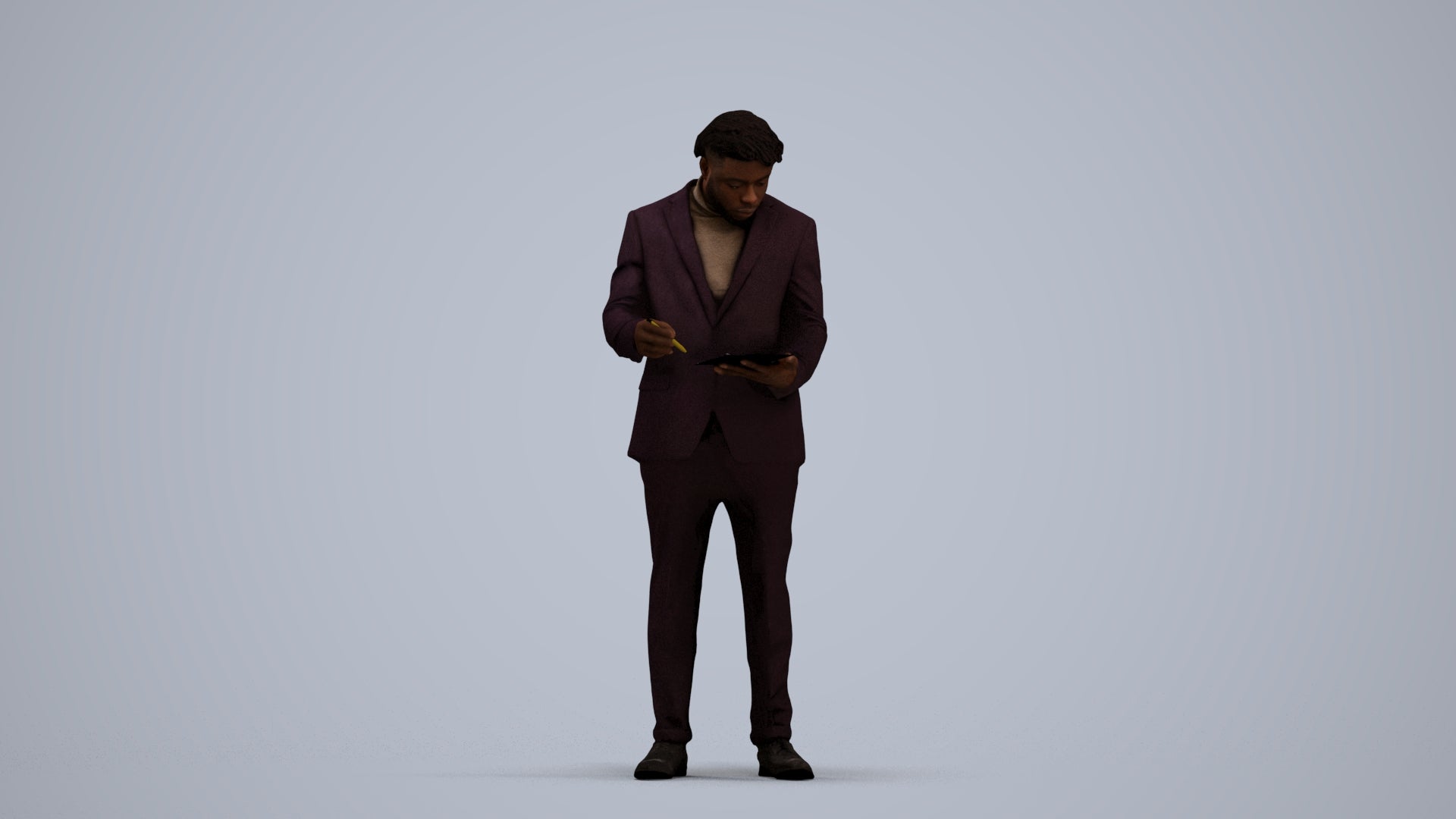 realistic 3D man business, scanned archviz people for Blender and 3ds Max, standing pose render