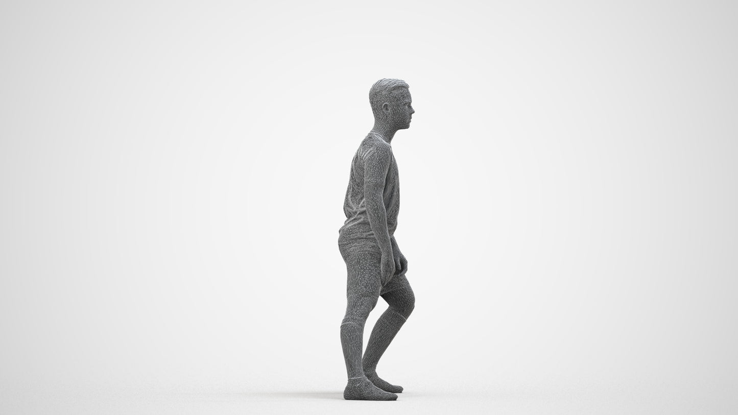 realistic 3D people boy sport, render-ready for V-Ray and Corona, FBX OBJ, wireframe side view