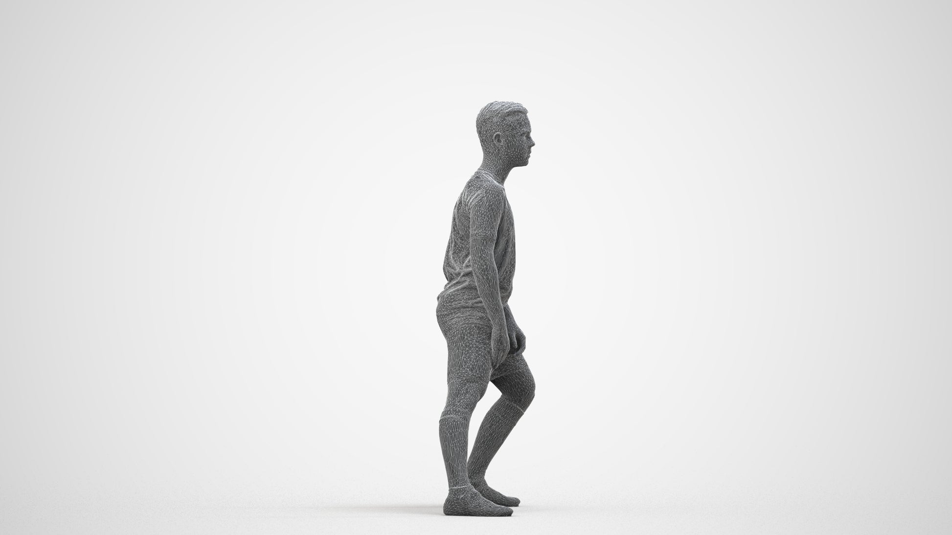 realistic 3D people boy sport, render-ready for V-Ray and Corona, FBX OBJ, wireframe side view