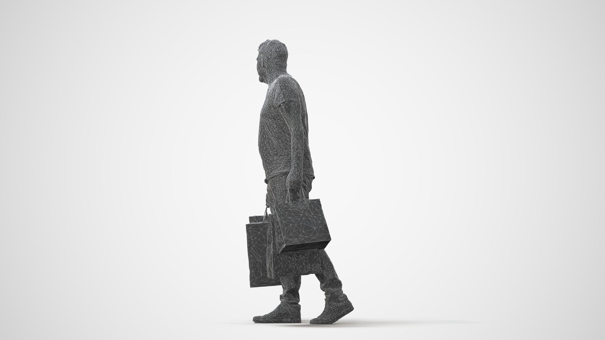 scanned 3D senior man casual shopping, photogrammetry people for Enscape and V-Ray, square thumbnail