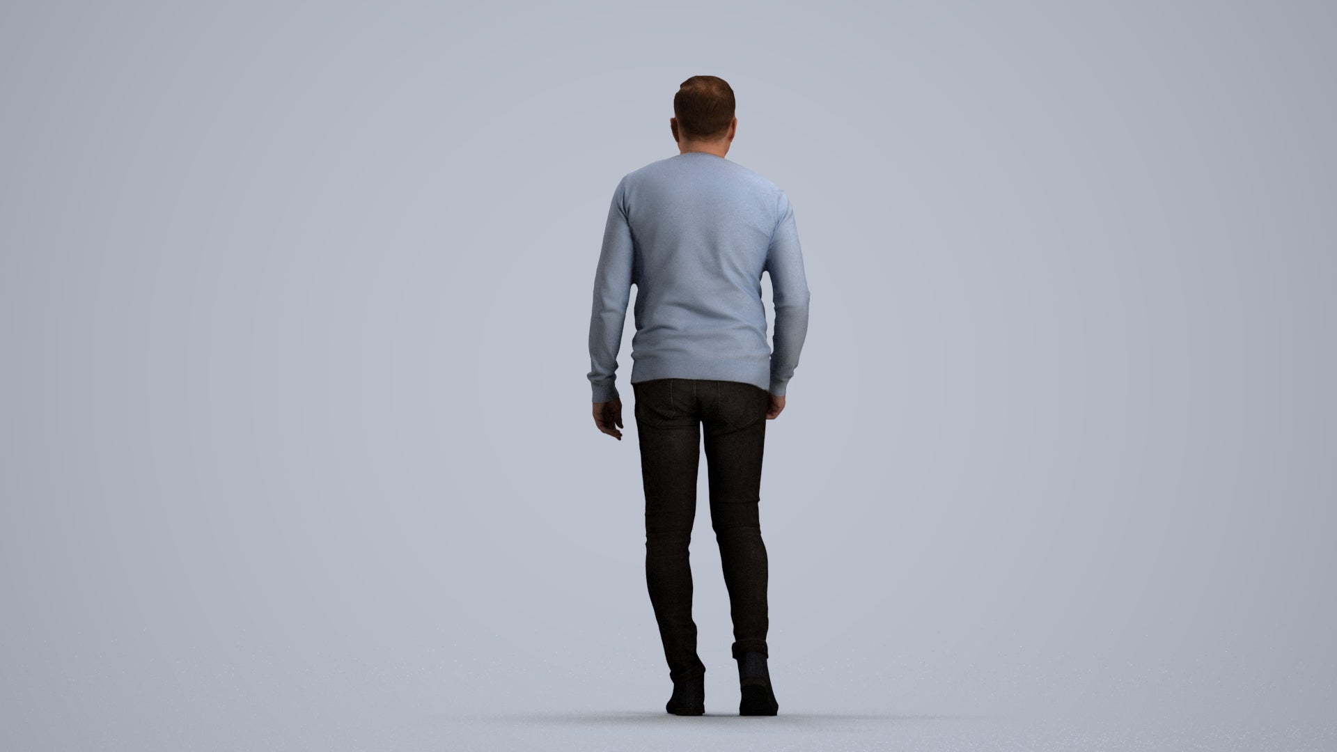 realistic 3D human man casual walking, archviz people FBX OBJ for Blender, front view render