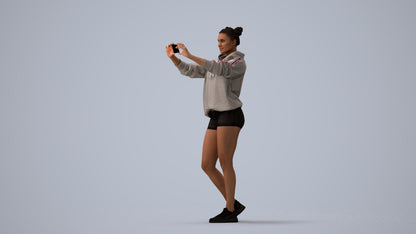 3D people model woman casual standing, scanned human for 3ds Max rendering, three-quarter view render