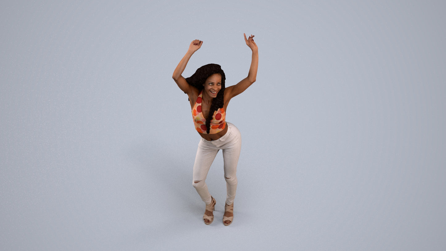 scanned 3D woman casual dancing, photogrammetry people for Enscape and V-Ray, back view render