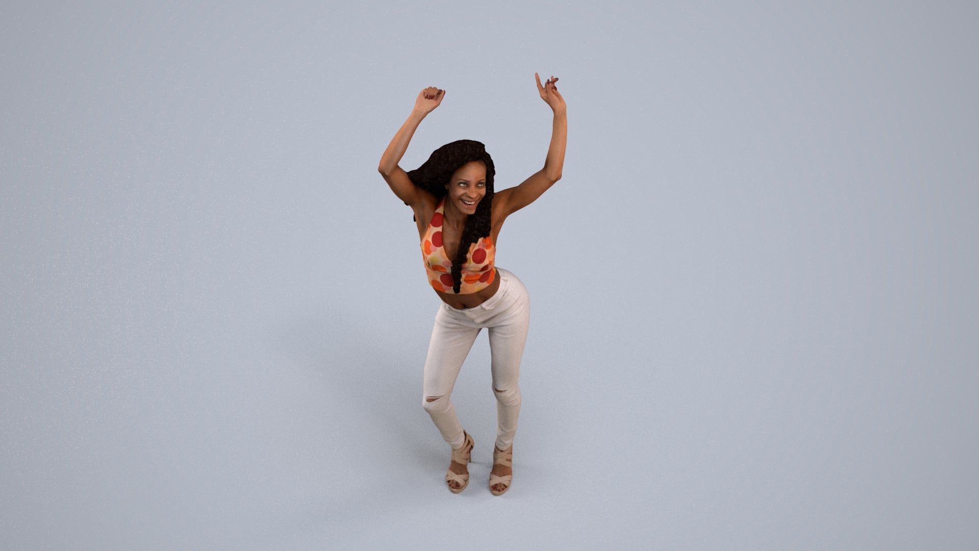 scanned 3D woman casual dancing, photogrammetry people for Enscape and V-Ray, back view render