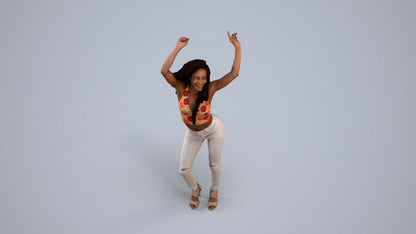 scanned 3D woman casual dancing, photogrammetry people for Enscape and V-Ray, back view render