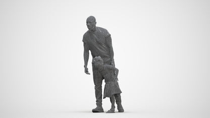 realistic 3D human girl casual kids, archviz people FBX OBJ for Blender, three-quarter front view render