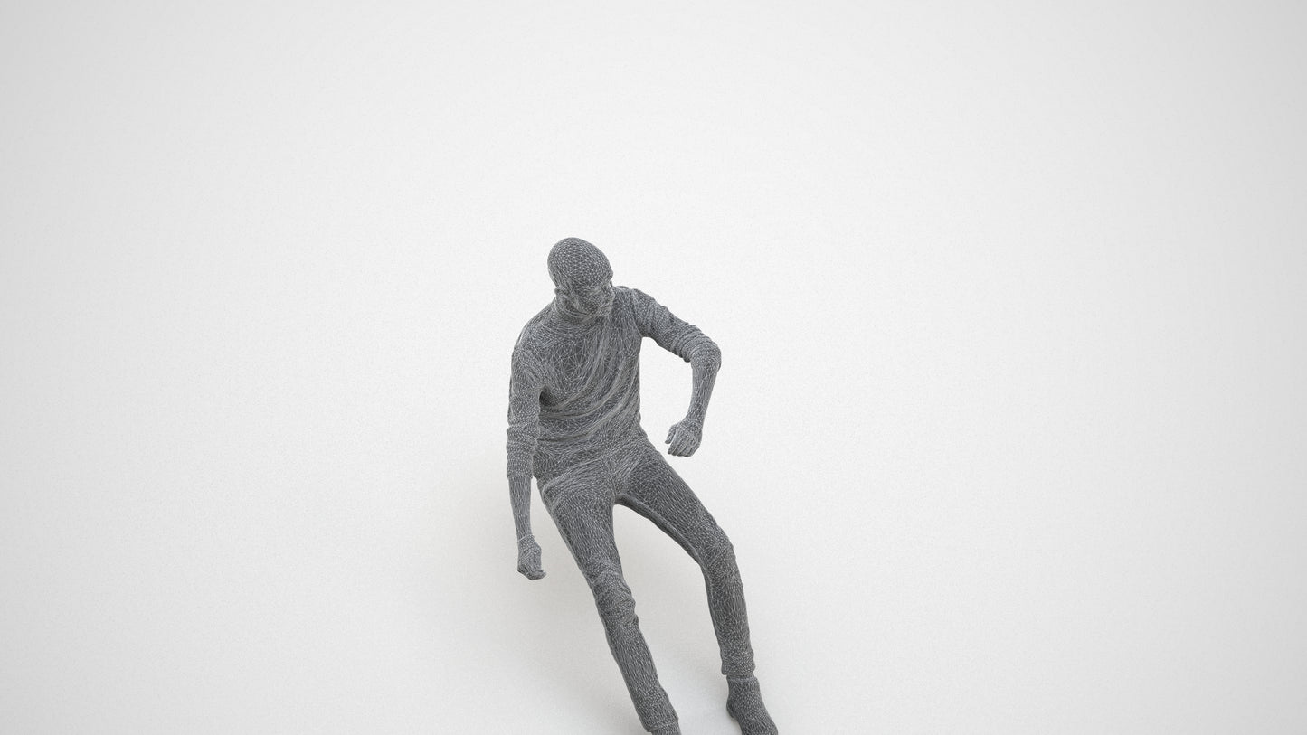 3D people model man casual driving, scanned human for 3ds Max rendering, wireframe three-quarter view