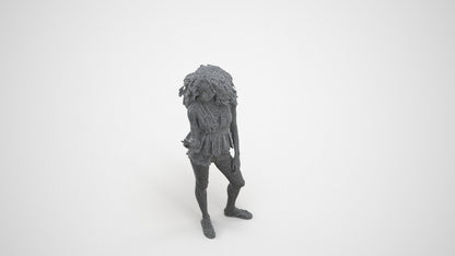 scanned 3D woman casual standing, photogrammetry people for Enscape and V-Ray, wireframe three-quarter view