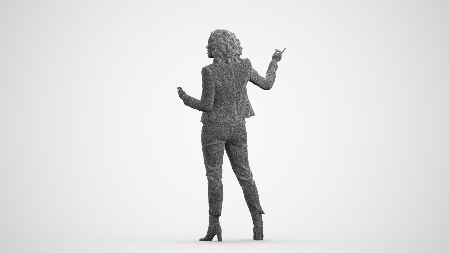 realistic 3D human woman business, archviz people FBX OBJ for Blender, wireframe front view
