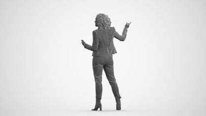 realistic 3D human woman business, archviz people FBX OBJ for Blender, wireframe front view