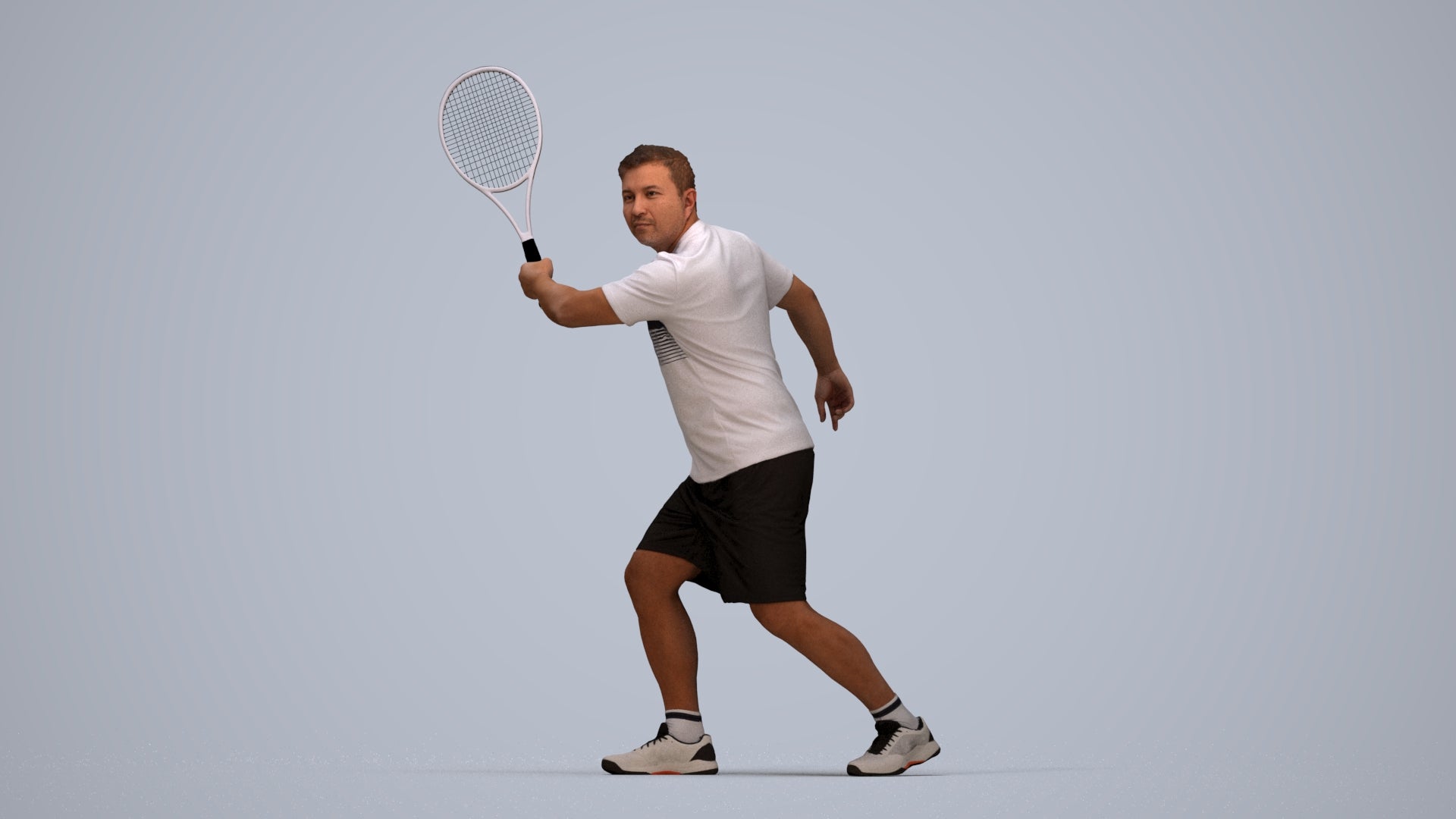photogrammetry 3D man sport, realistic human model archviz FBX, top-down view render