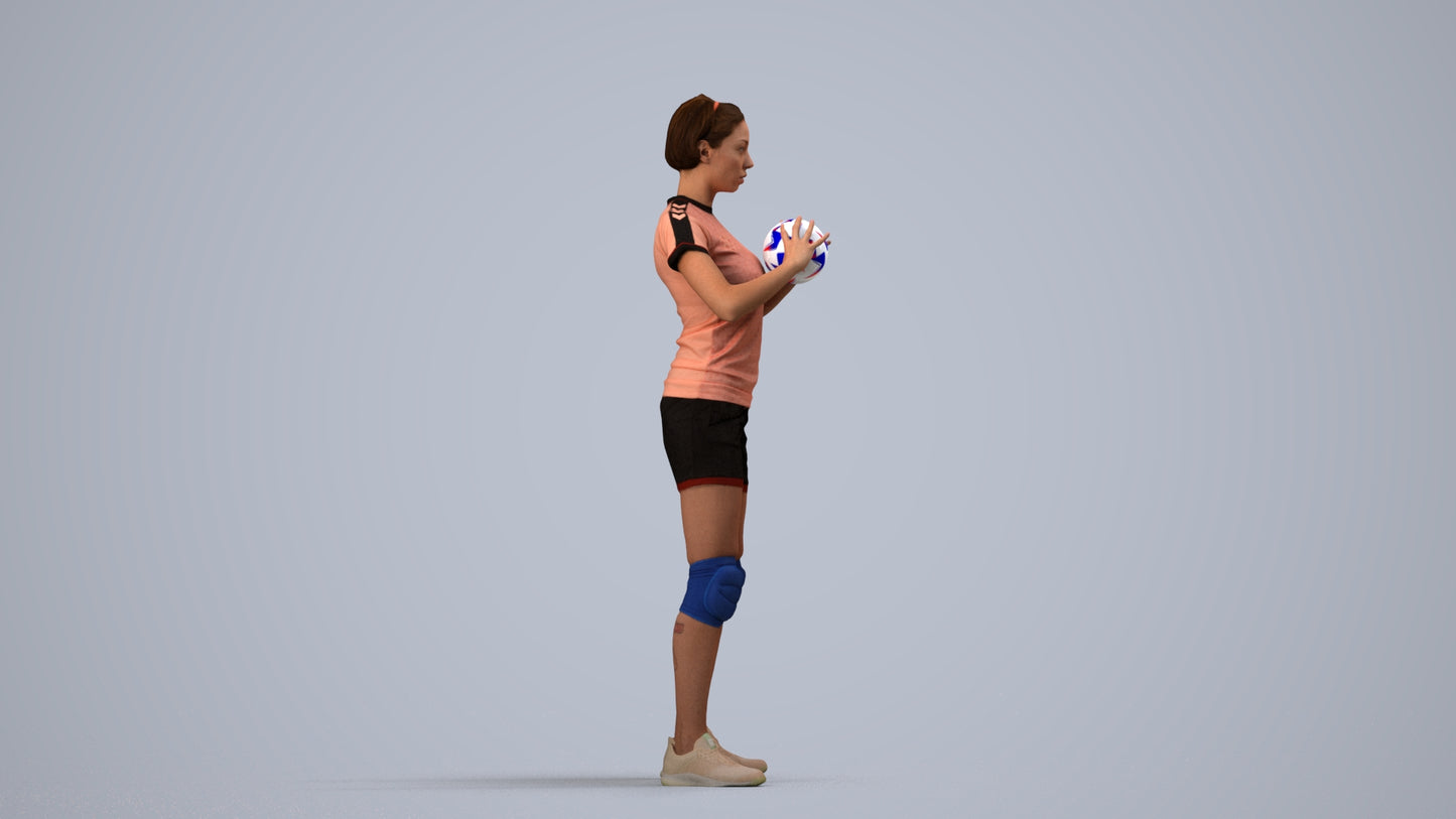 realistic 3D people woman sport, render-ready for V-Ray and Corona, FBX OBJ, side view render