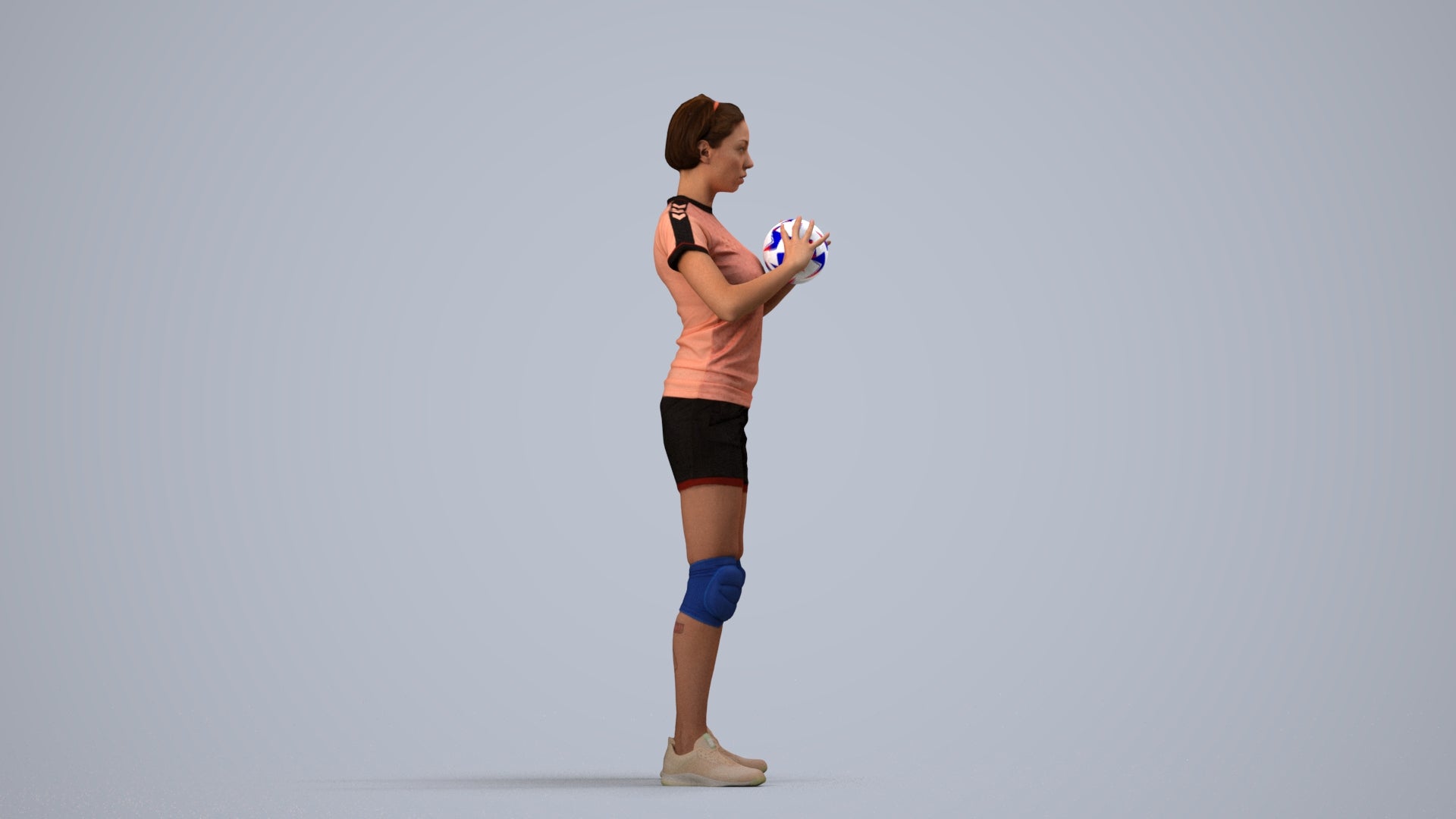 realistic 3D people woman sport, render-ready for V-Ray and Corona, FBX OBJ, side view render