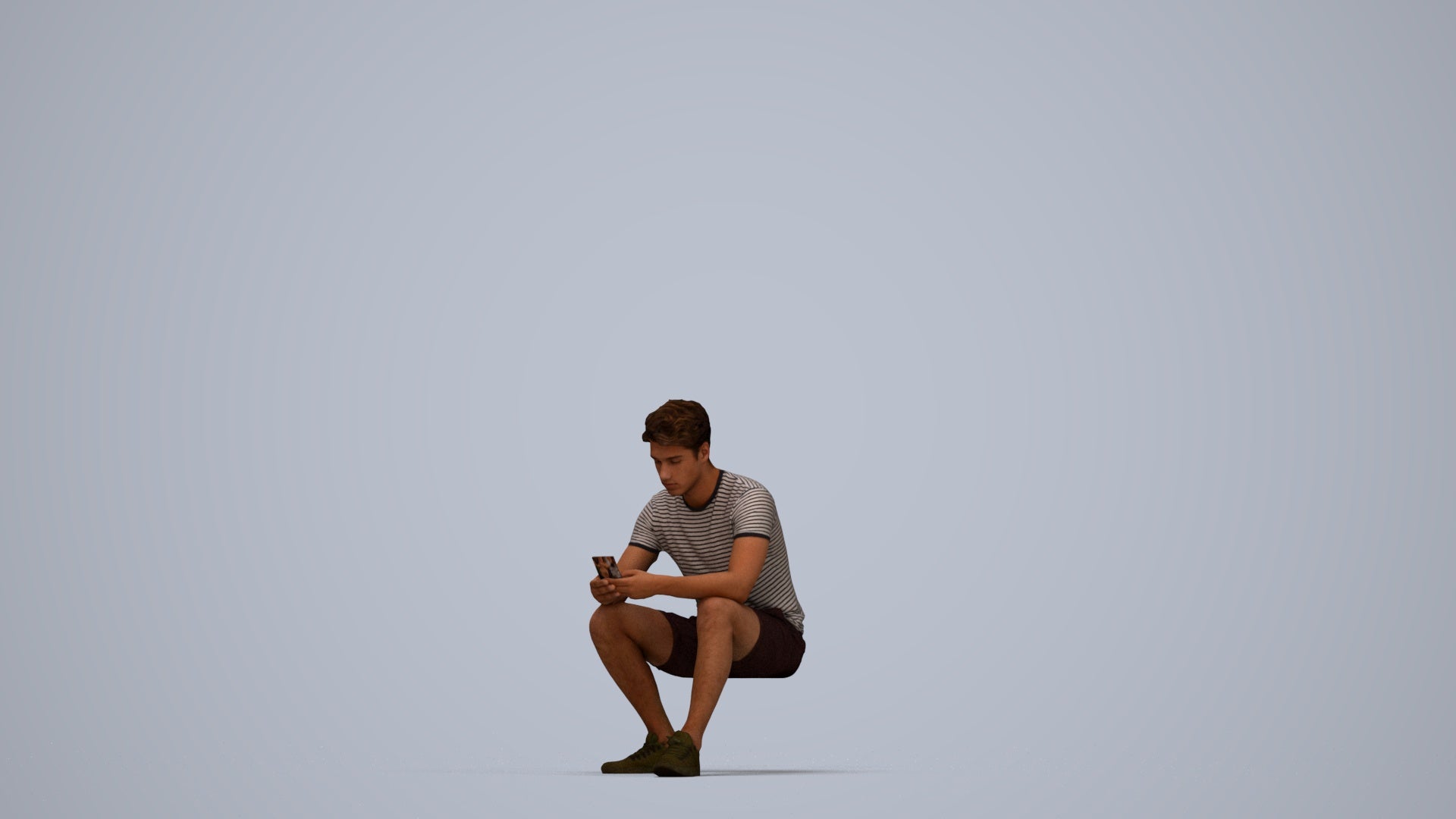 realistic 3D human man casual sitting, archviz people FBX OBJ for Blender, top-down view render