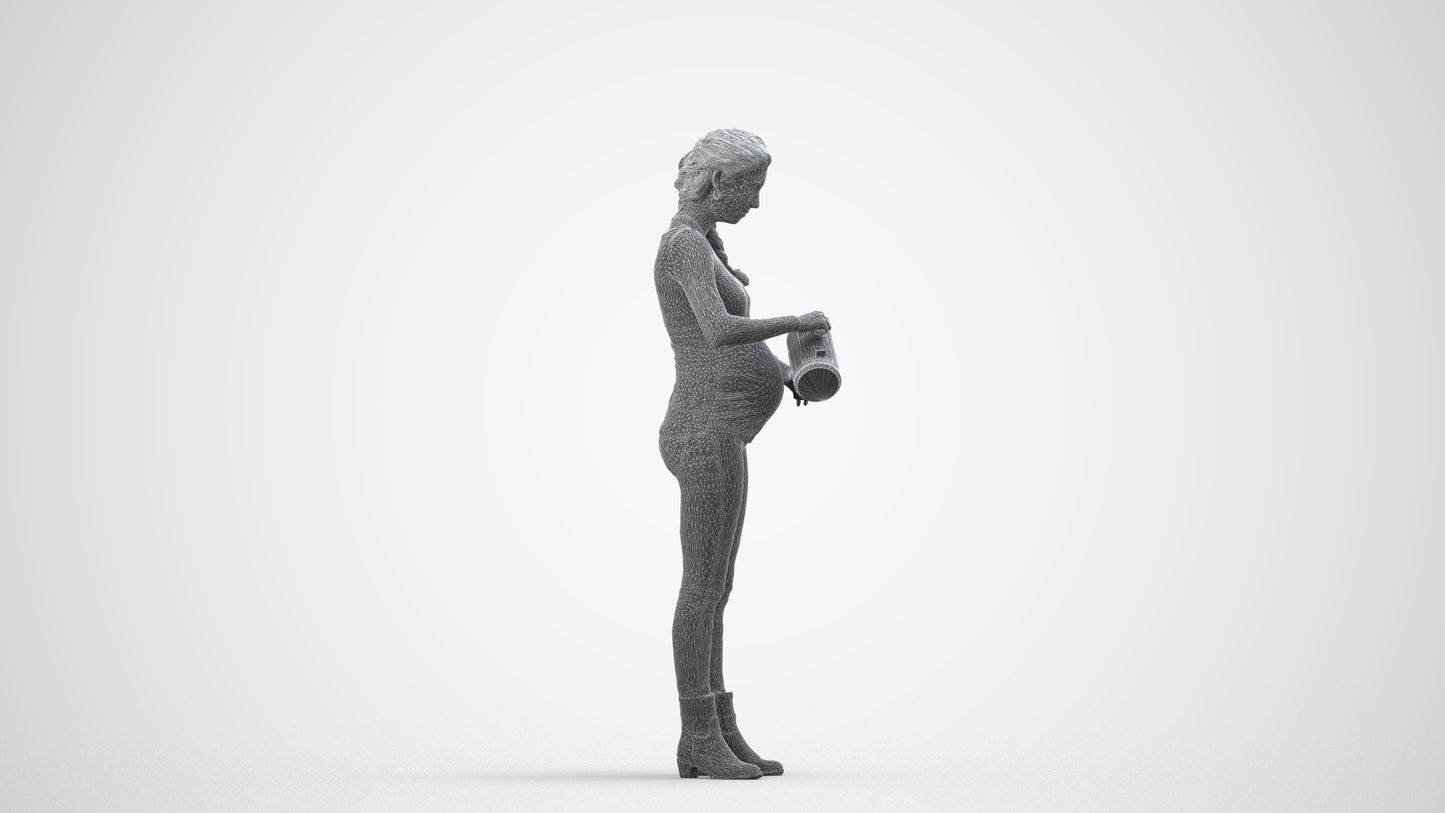 3D people model woman casual standing, scanned human for 3ds Max rendering, wireframe front view