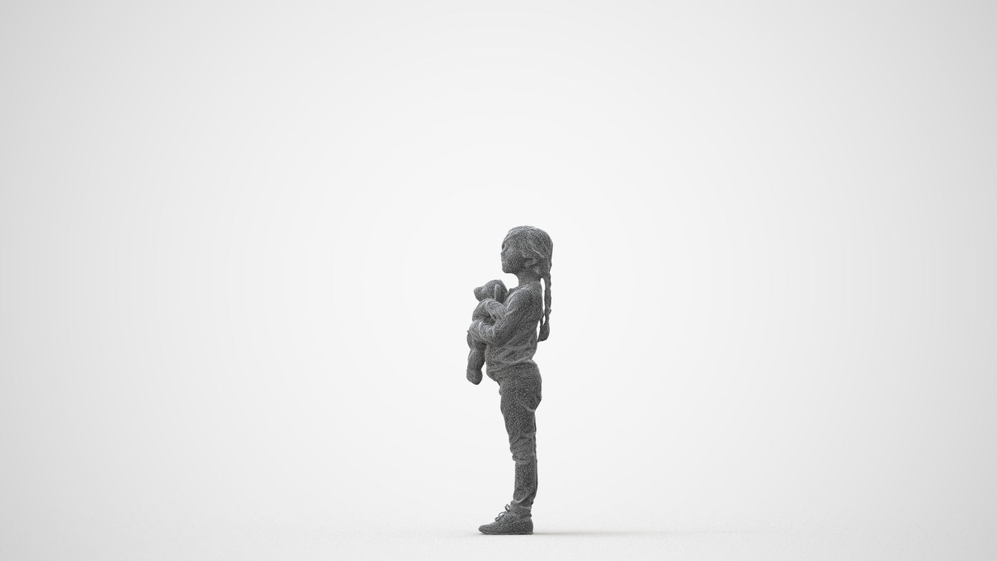 realistic 3D human girl casual standing, archviz people FBX OBJ for Blender, square thumbnail