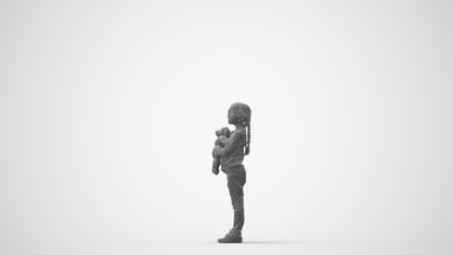 realistic 3D human girl casual standing, archviz people FBX OBJ for Blender, square thumbnail