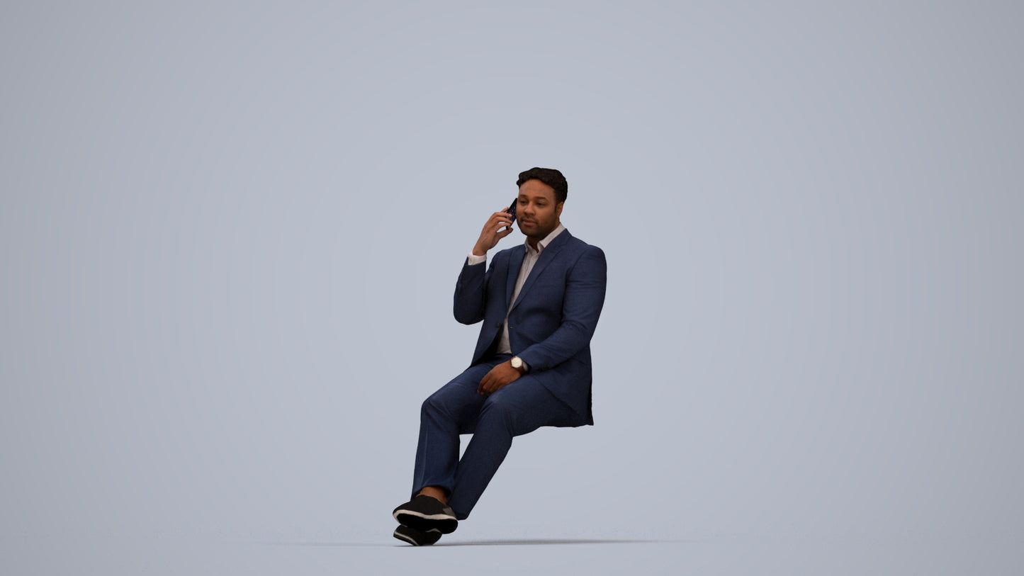 3D people model man business, scanned human for 3ds Max rendering, top-down view render