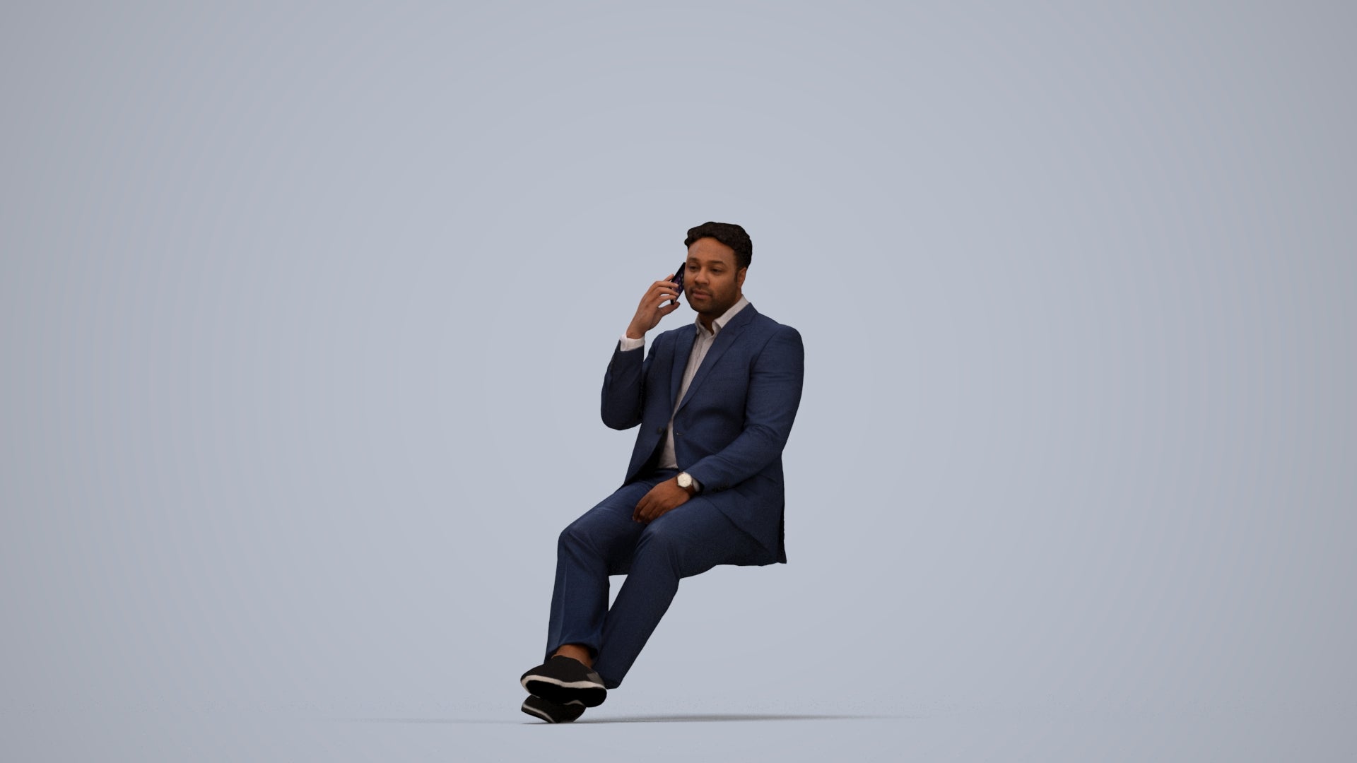 3D people model man business, scanned human for 3ds Max rendering, top-down view render