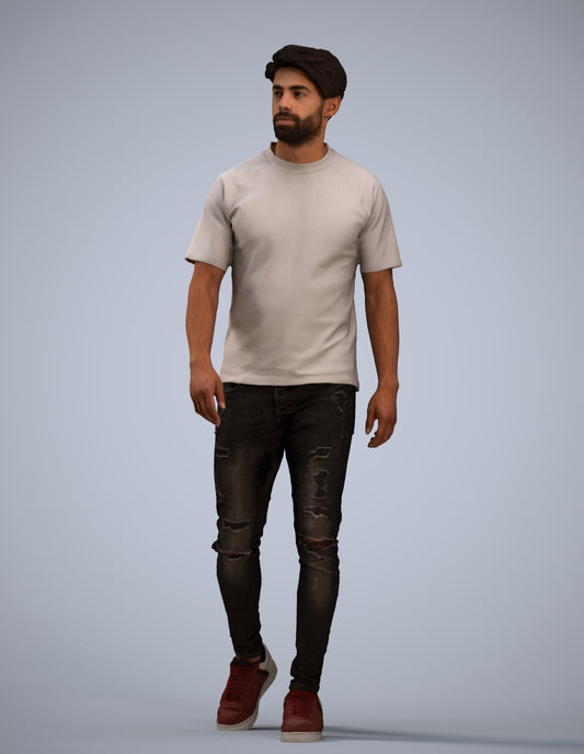 photogrammetry 3D man casual walking, realistic human model archviz FBX