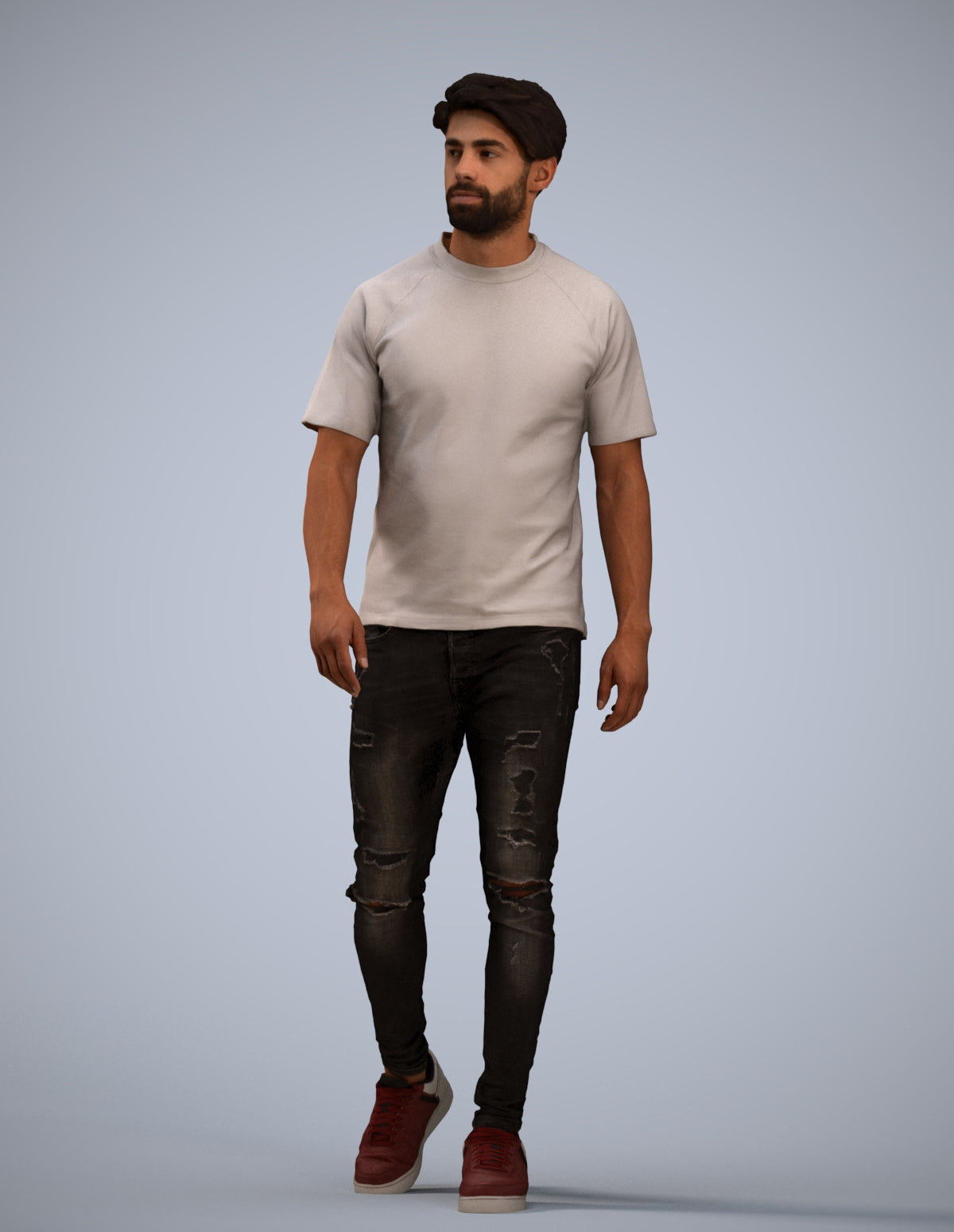 photogrammetry 3D man casual walking, realistic human model archviz FBX