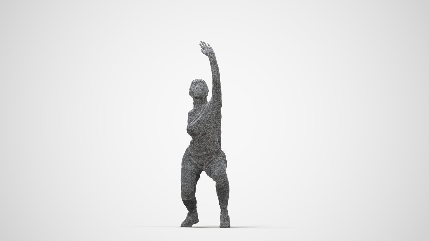 photogrammetry 3D woman sport, realistic human model archviz FBX, wireframe back view